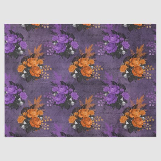 Lila und orange Rosen Halloween Decoupage Seidenpapier (Vorderseite)