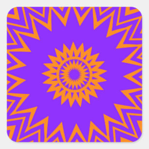 Lila und orange Sonnenstrahlen Quadratischer Aufkleber
