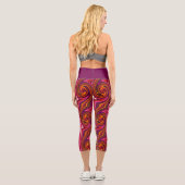 Lila und Orange Swirl Cool Abstrakt Psychedelic Capri Leggings (Rückseite)