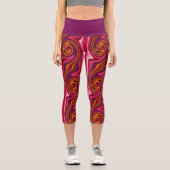 Lila und Orange Swirl Cool Abstrakt Psychedelic Capri Leggings (Vorderseite)