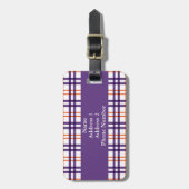 Lila und Orange Tartan Gepäckanhänger (Vorderseite vertikal)