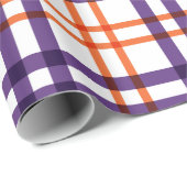 Lila und Orange Tartan Geschenkpapier (Rolleneckpunkt)