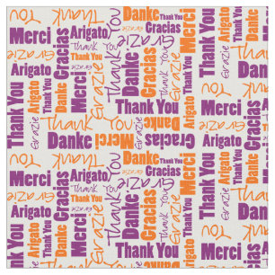 Lila und orange Vielen Dank Word Cloud Stoff