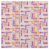 Lila und orange Vielen Dank Word Cloud Stoff (Muster)