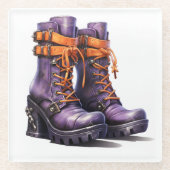 LILA UND ORANGE VIKTORIANISCH HALLOWEEN BOOTEN GLASUNTERSETZER (Vorderseite)