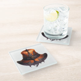 LILA UND ORANGE VIKTORIANISCH HALLOWEEN HAT GLASUNTERSETZER