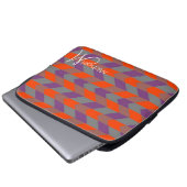 Lila und orange Zickzack Zigzag Custom Monogram Laptopschutzhülle (Vorne Knopf)