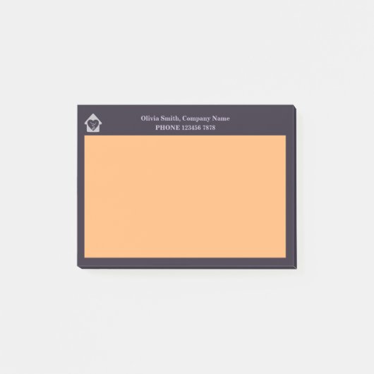 Lila- und Orange-Zuhause-Pflegeprogramm Post-it Klebezettel (Vorderseite)