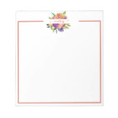 Lila und orangefarbene Aquarellblumen personalisie Notizblock (Vorderseite)