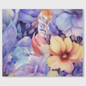 Lila und orangefarbene, blumendecouponfarbene Wass Geschenkpapier (Flach)