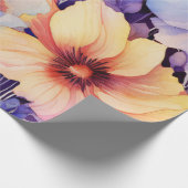 Lila und orangefarbene, blumendecouponfarbene Wass Geschenkpapier (Ecke)