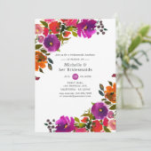 Lila und orangefarbene Bridesmaids Luncheon Einladung (Stehend Vorderseite)