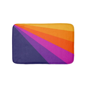 Lila und orangefarbene diagonale Retrostreifen Badematte