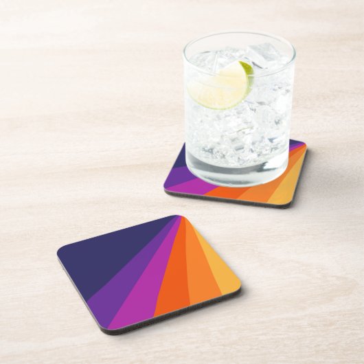 Lila und orangefarbene diagonale Retrostreifen Getränkeuntersetzer (Rechte Seite)