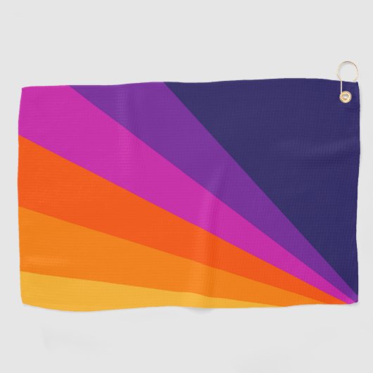 Lila und orangefarbene diagonale Retrostreifen Golfhandtuch (Horizontal)