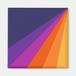 Lila und orangefarbene diagonale Retrostreifen Magnet