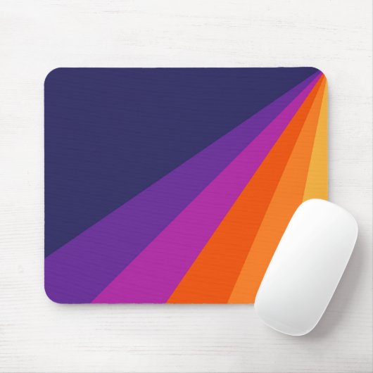 Lila und orangefarbene diagonale Retrostreifen Mousepad (Mit Mouse)
