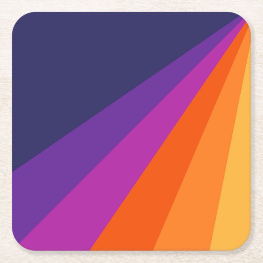 Lila und orangefarbene diagonale Retrostreifen Rechteckiger Pappuntersetzer (Vorderseite)