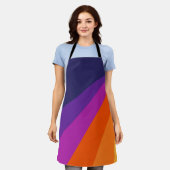 Lila und orangefarbene diagonale Retrostreifen Schürze (Getragen)