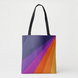 Lila und orangefarbene diagonale Retrostreifen Tasche
