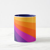 Lila und orangefarbene diagonale Retrostreifen Tasse (Zentrum)
