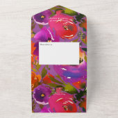 Lila und orangefarbene Hochzeit All In One Einladung (Außenbereich)