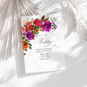 Lila und orangefarbene Hochzeit Einladung