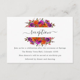 Lila und orangefarbene Hochzeitsempfehlung Begleitkarte