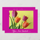 Lila und orangefarbene Party Einladungen (Vorne/Hinten)