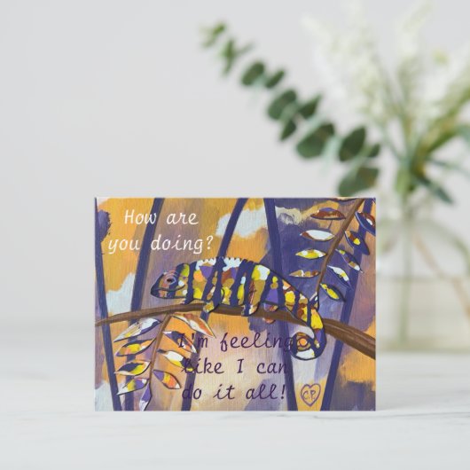 Lila und orangefarbene Postkarten, Ihr Text Postkarte (Stehend Vorderseite)