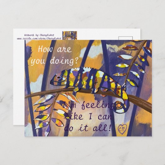 Lila und orangefarbene Postkarten, Ihr Text Postkarte (Vorne/Hinten)