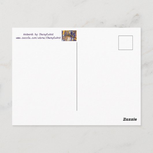 Lila und orangefarbene Postkarten, Ihr Text Postkarte (Rückseite)