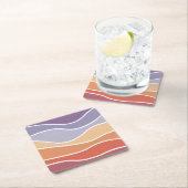 Lila und orangefarbene Retrowellen Rechteckiger Pappuntersetzer (Vor Ort)