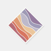 Lila und orangefarbene Retrowellen Serviette (Ecke)