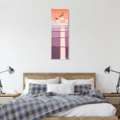 Lila und orangefarbene Seevögel bei Sonnenuntergan Leinwanddruck (Insitu (Schlafzimmer))