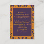 Lila und orangefarbene Verschlusskarte Begleitkarte (Rückseite)