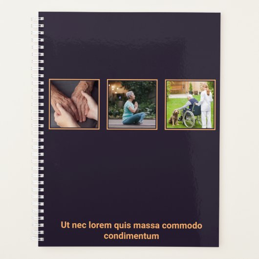 Lila und orangefarbener Pflegeplaner Planer (Vorderseite)