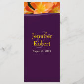 Lila und orangefarbenes Abendmenü Menükarte (Rückseite)