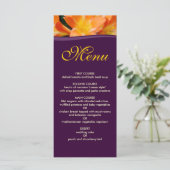 Lila und orangefarbenes Abendmenü Menükarte (Stehend Vorderseite)
