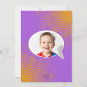 Lila und orangefarbenes Comic Einladung zum Geburt (Rückseite)