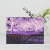 Lila und orangefarbenes Halloween-Party Beängstige Einladung (Stehend Vorderseite)