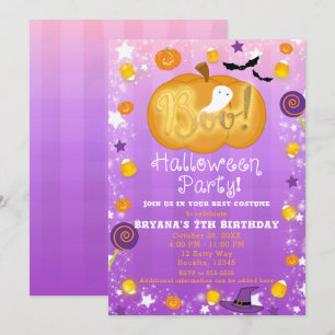 Lila und orangefarbenes Halloween-Party Einladung