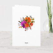 Lila und orangefarbenes HochzeitsFoto Dankeskarte (Rückseite)