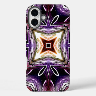 Lila- und orangefarbenes kosmisches Kaleidoskop-De iPhone 16 Plus Hülle