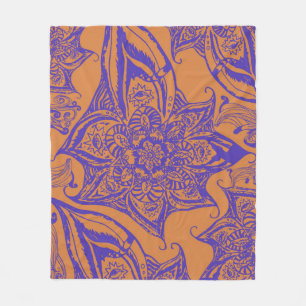 Lila und orangefarbenes Mandala Fleece Blanken