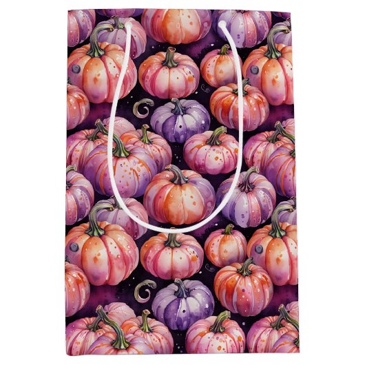 Lila und orangefarbenes Pattern Mittlere Geschenktüte (Vorderseite)