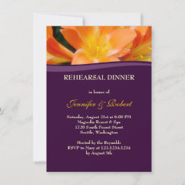 Lila und orangefarbenes Probe Dinner Party Einladung