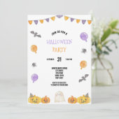 LILA UND ORANTES WASSERFARBHALLOWEEN-PARTY EINLADUNG (Stehend Vorderseite)