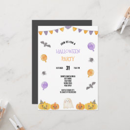 LILA UND ORANTES WASSERFARBHALLOWEEN-PARTY EINLADUNG