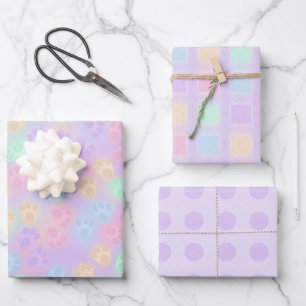 LILA- UND PASTELFARBIGE OSTERBUNNZAHLEN GESCHENKPAPIER SET